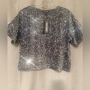 Steve Madden | Cressa Sequined Velvet Top | S